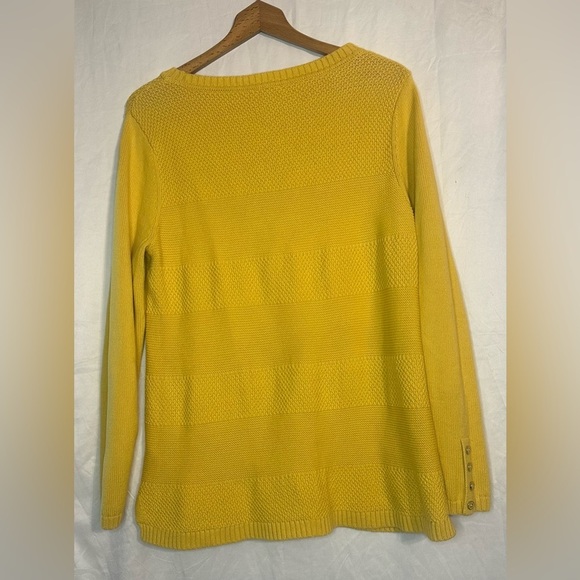 Talbots Women’s Yellow Long Sleeve Sweater size Large button detail on sleeve - Picture 4 of 12